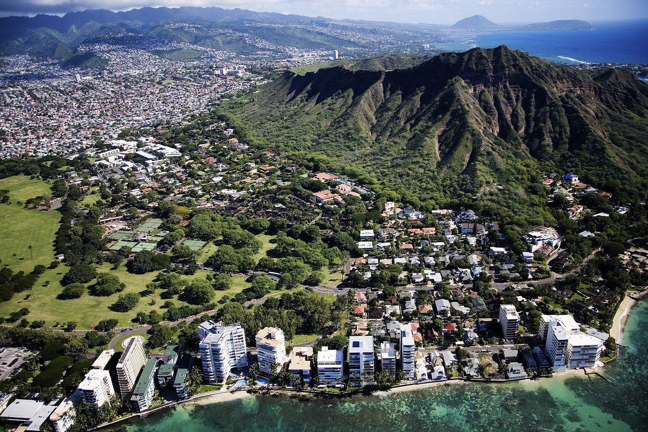 Aerial view of Waikiki Beach